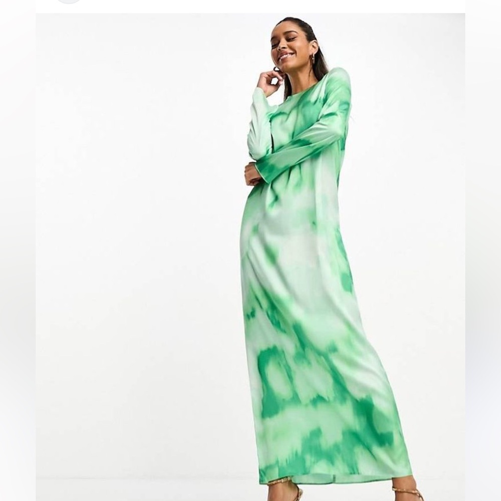 ASOS Green Tie-Dye Maxi Dress